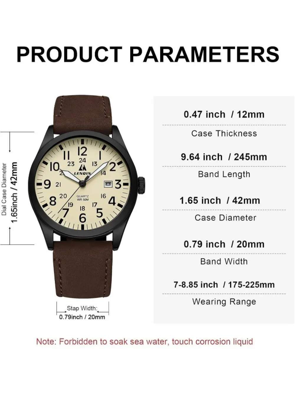 Men's Brown And Cream Analog Expansion Band Easy Reader Waterproof Wrist Watch
